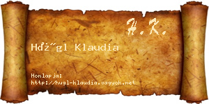Hügl Klaudia névjegykártya